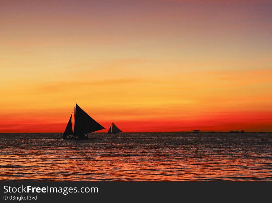 Sailing at sunset