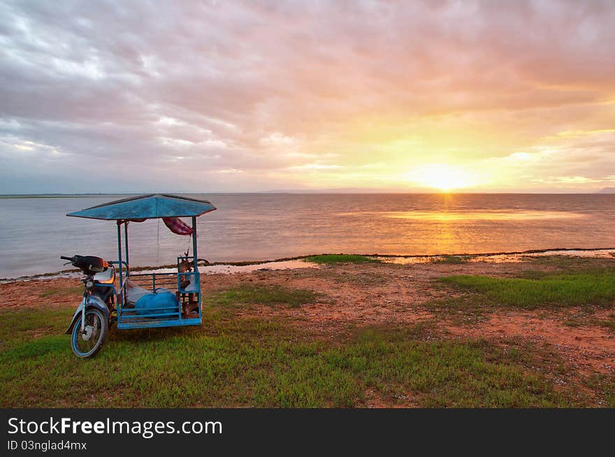 Motorbike On Sunset Background (HDR)