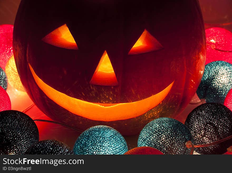 Halloween lantern and electric garland