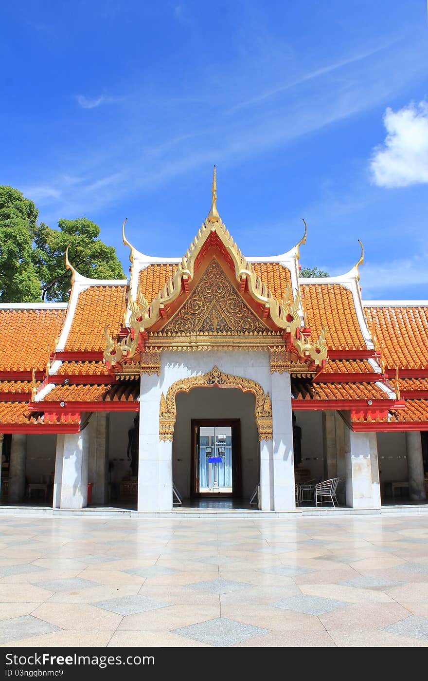 The gate in Thai marble temple. The gate in Thai marble temple.