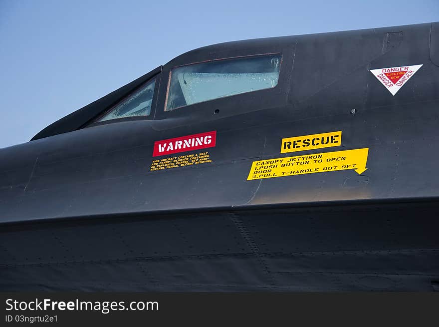 Close up of the SR71 Blackbird's cockpit. Close up of the SR71 Blackbird's cockpit