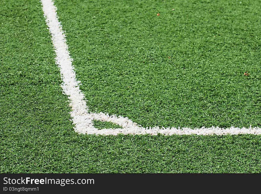 Picture of a football field focused on the touchline. Picture of a football field focused on the touchline