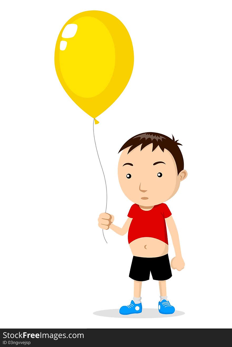 Cartoon illustration of a kid holding a balloon. Cartoon illustration of a kid holding a balloon