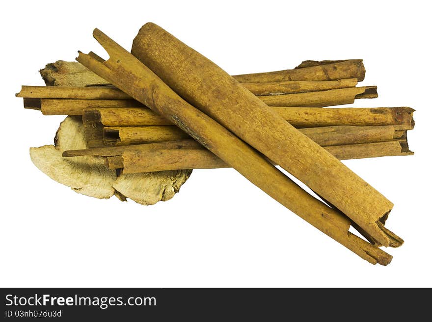 Cinnamon sticks isolated on white background