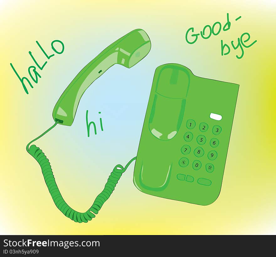 Beautiful green phone with a tube.