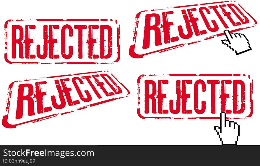 Pack of rejected sign isolated on white