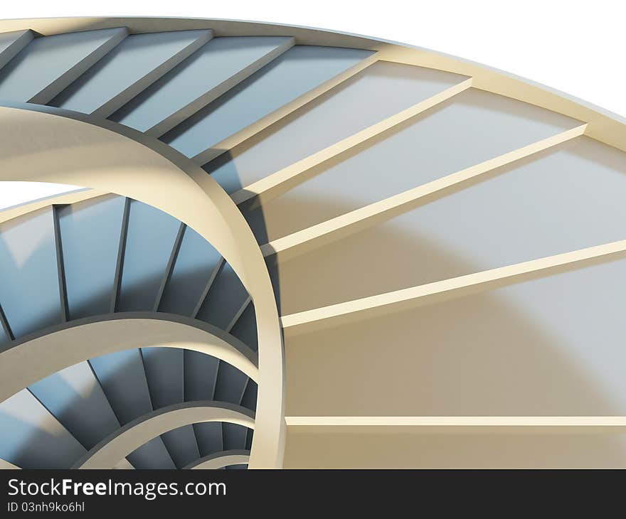 Abstract endless spiral staircase with soft shadows. View from above. 3d-illustration. Abstract endless spiral staircase with soft shadows. View from above. 3d-illustration