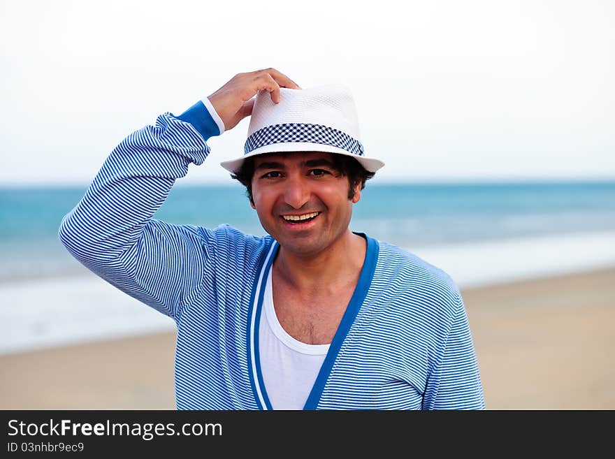 Happy man on a beach