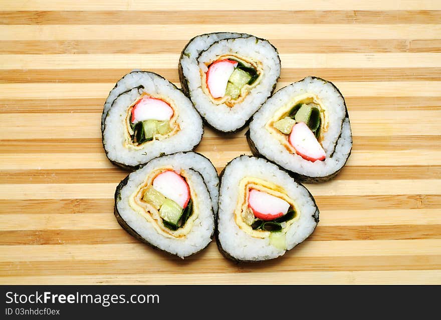 Japanese sushi with crabs