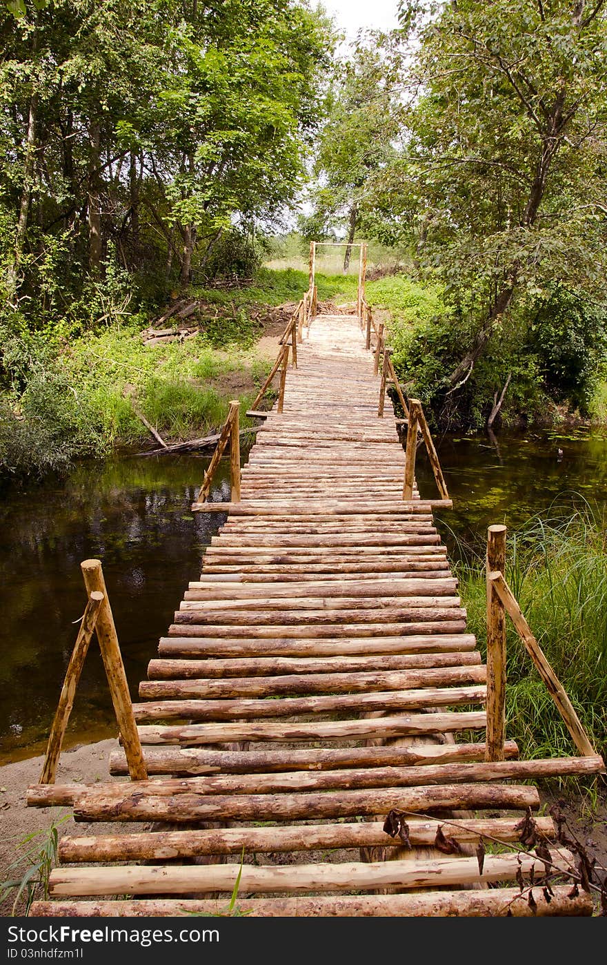 New handmade brigde and little river. New handmade brigde and little river