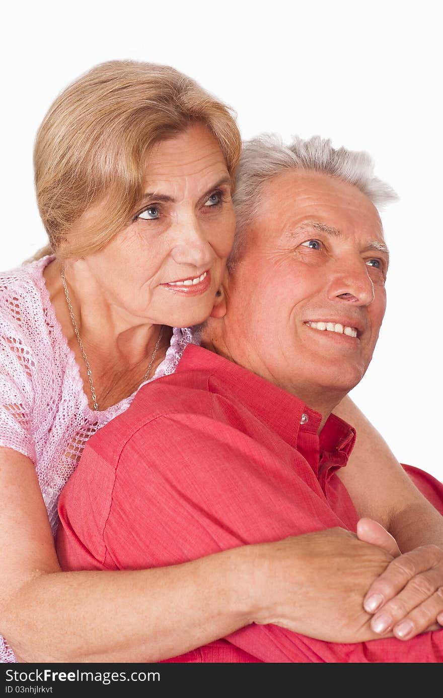 Cute elderly couple on a white background. Cute elderly couple on a white background