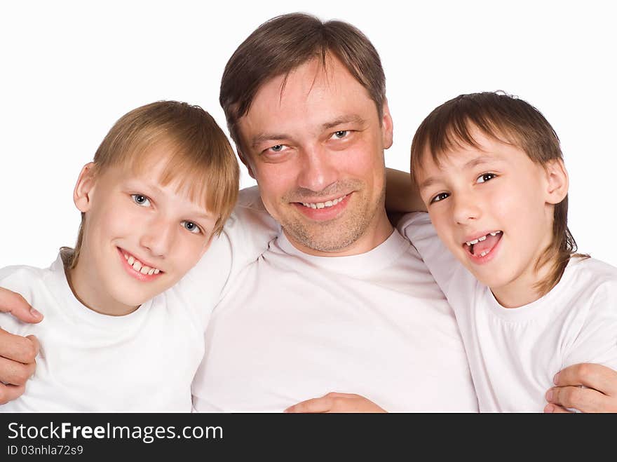 Portrait of a cute dad and his boys. Portrait of a cute dad and his boys