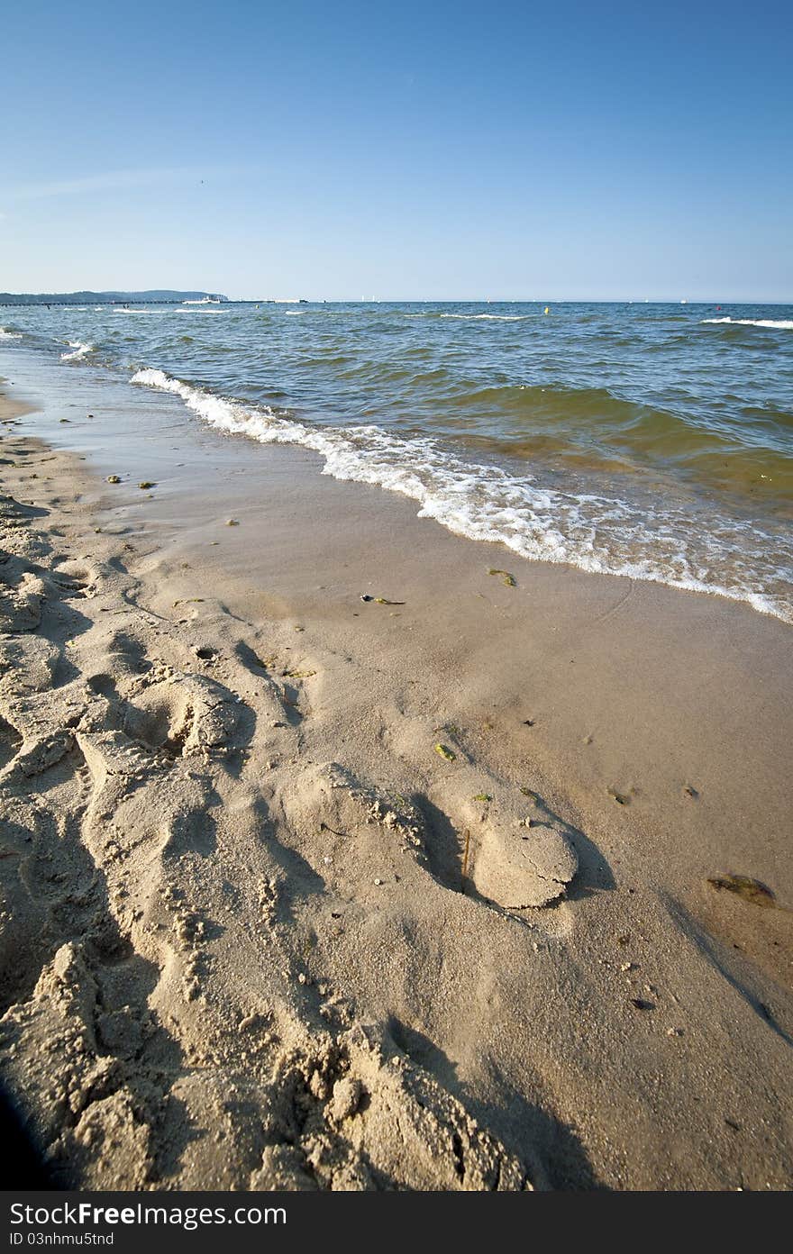 Baltic beach with sand during sundown. Baltic beach with sand during sundown