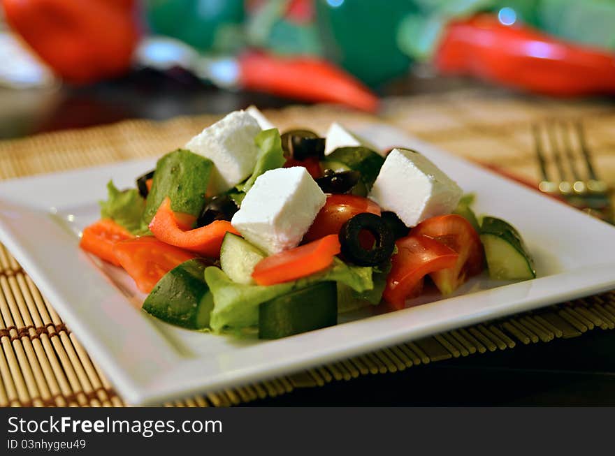 Dietary salad with cottage cheese. Dietary salad with cottage cheese