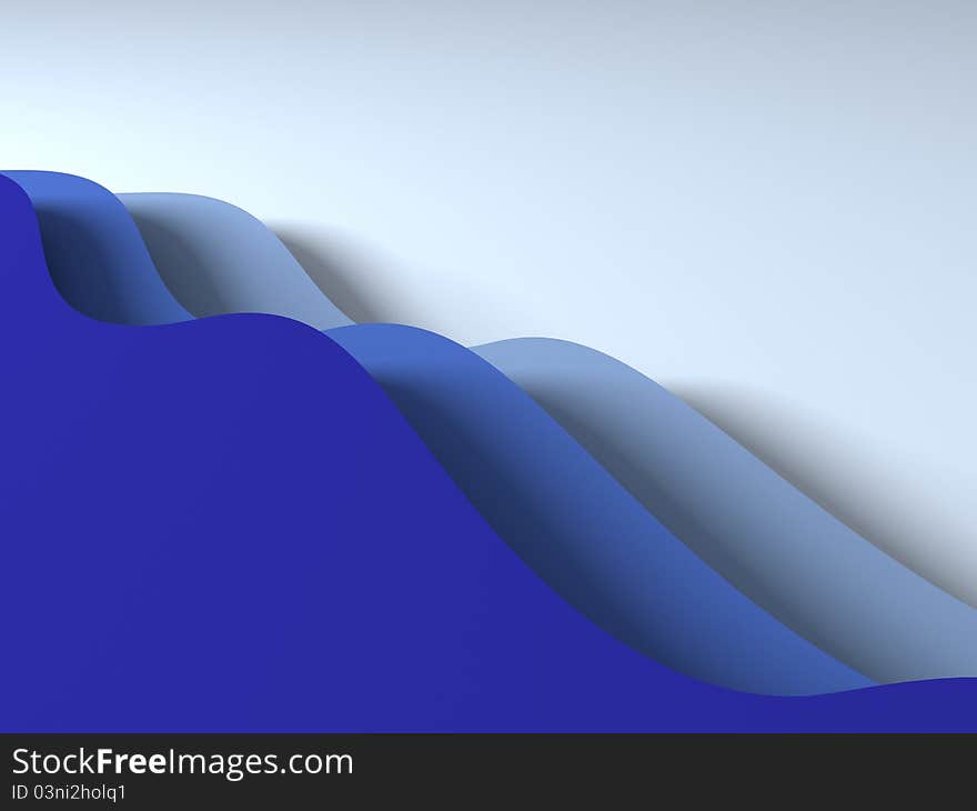 Abstract art background with blue waves 3d