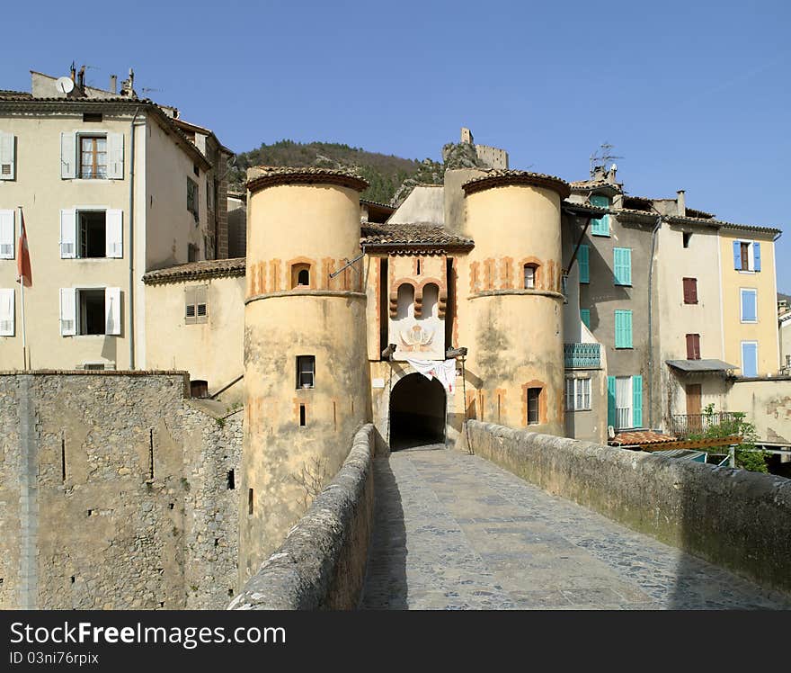 France - Entrevaux - entrance of the castle. France - Entrevaux - entrance of the castle