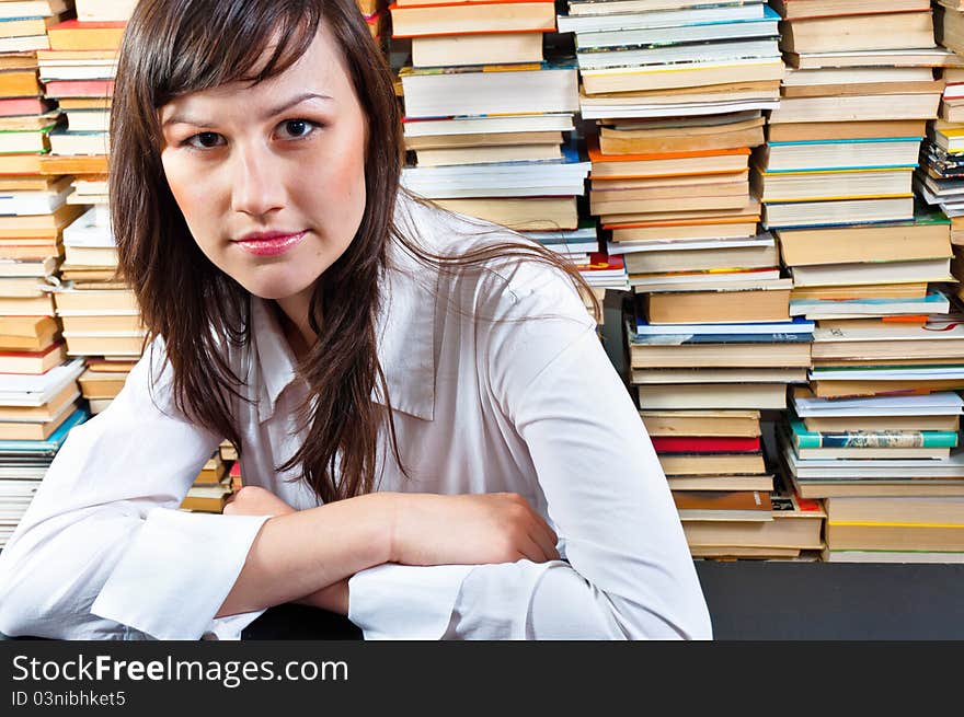 Student girl in library