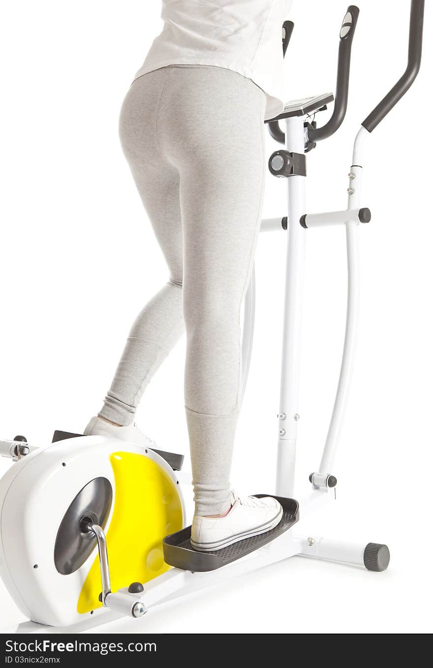 Girl on exercise exercise equipment. Girl on exercise exercise equipment