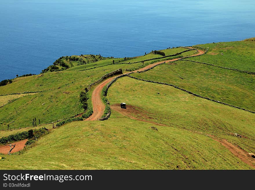 Volvanic landscape at Sao Jorge, Azores