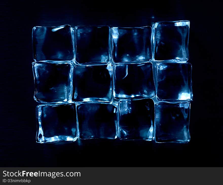 Frozen ice cubes on a kitchen bench