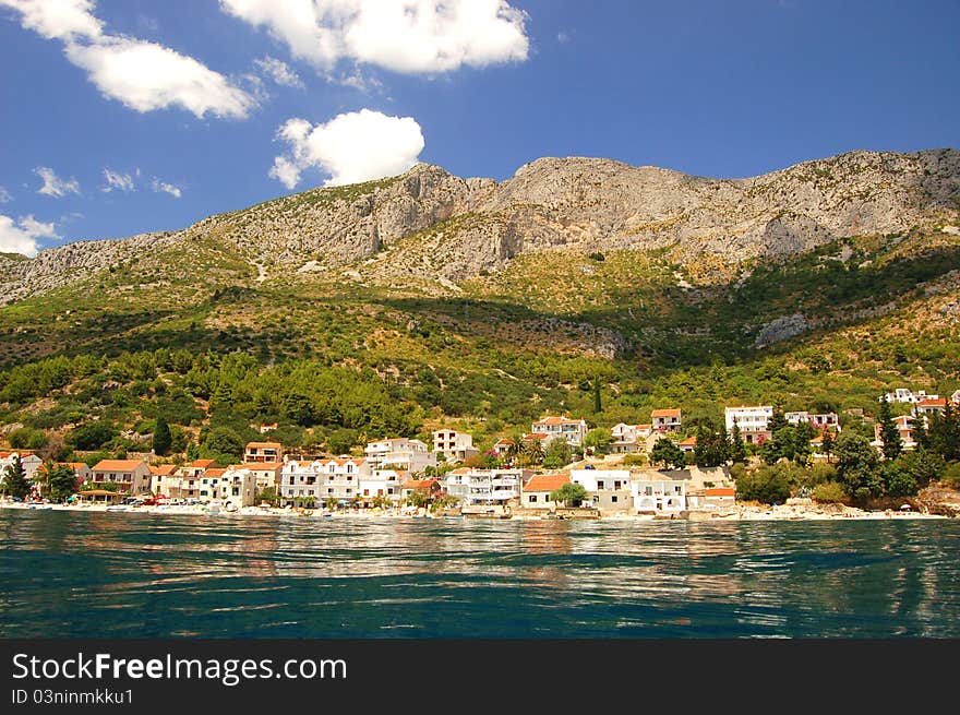 picturesque scenic view of adriatic beach in brist, dalmatia - croatia