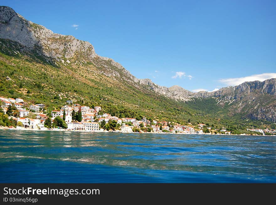 picturesque scenic view of adriatic beach in brist, dalmatia - croatia