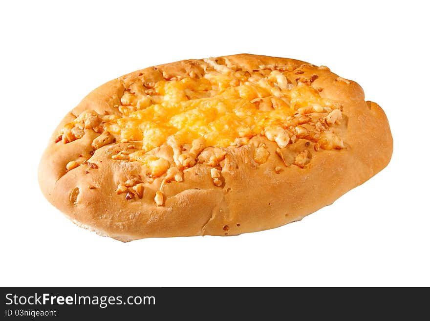 Pita bread with cheese, isolated