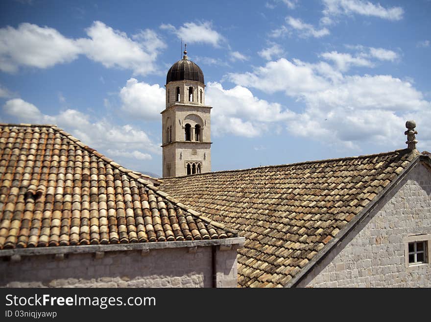 Tower Over Dubrovnik In Croacia