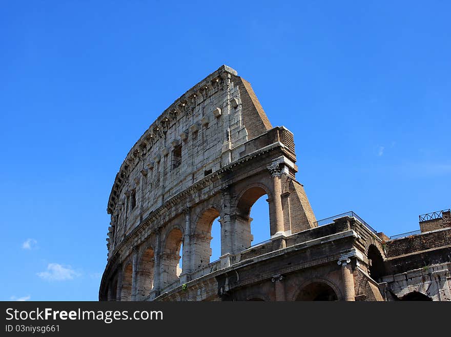 Detail of Colloseum (Coliseum), an amphitheater in the center of Rome, Italy. Detail of Colloseum (Coliseum), an amphitheater in the center of Rome, Italy