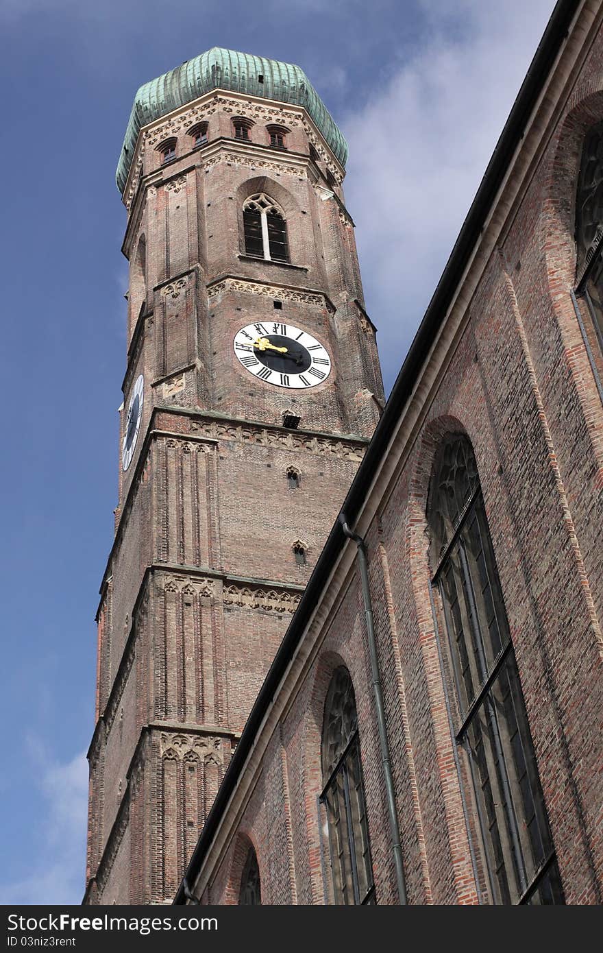 The tower Frauenkirche church in Munich, Germany. The tower Frauenkirche church in Munich, Germany.