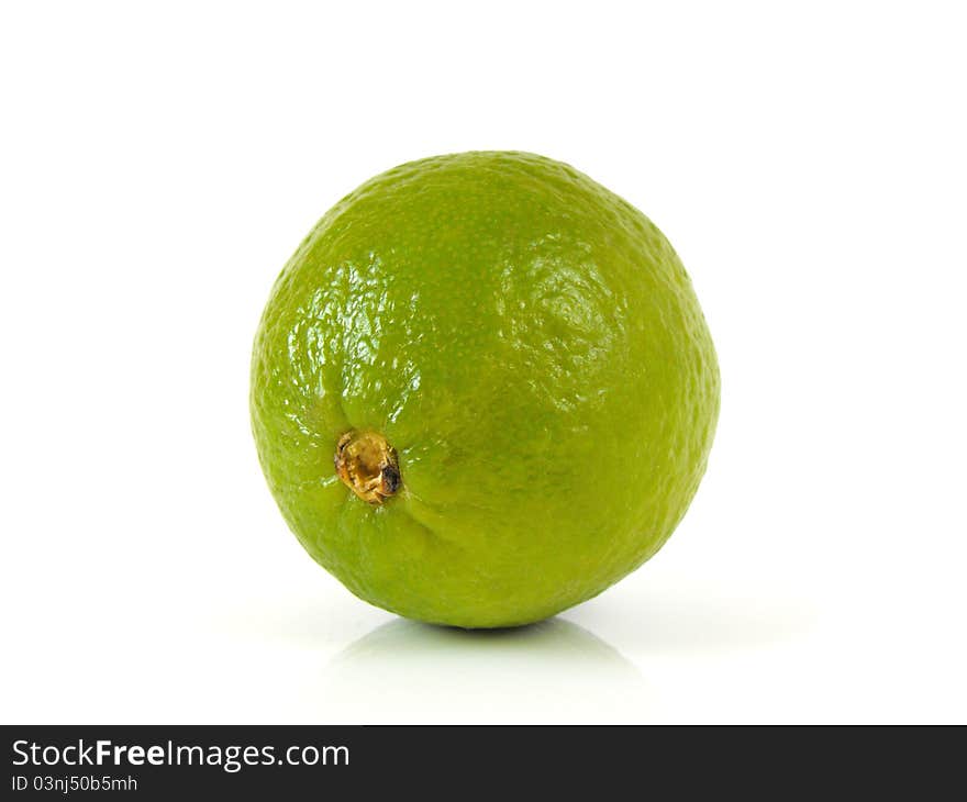 A lime shot on a white background.