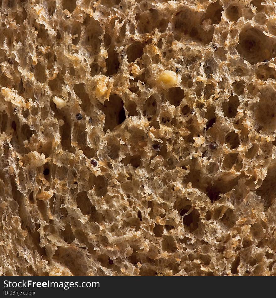 Wholemeal bread closeup, square photography