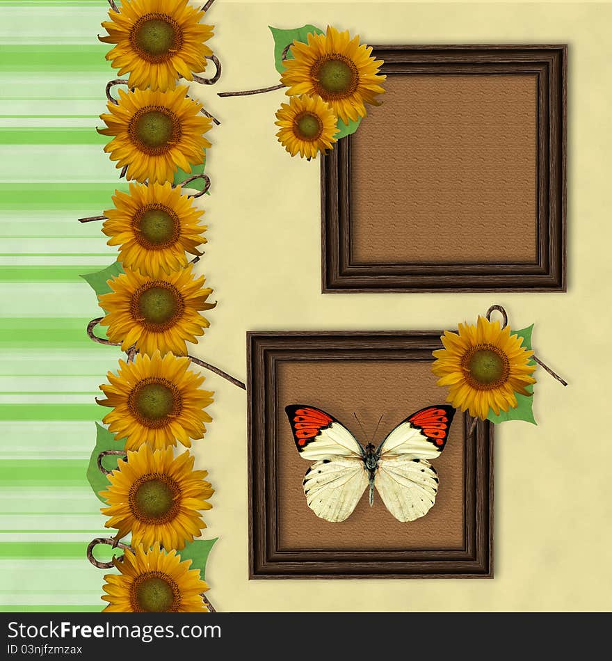 Greeting Card With Sunflowers