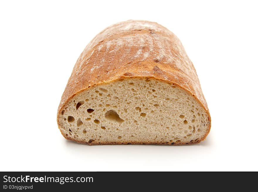 Close-up of bread on white background