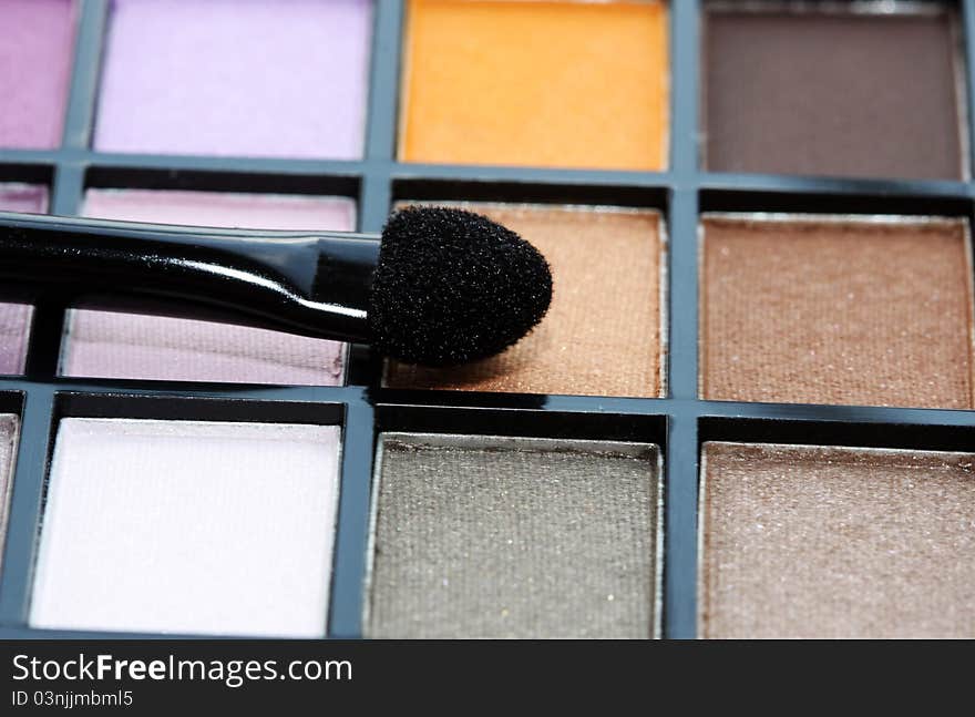 Multicolored eye shadows.