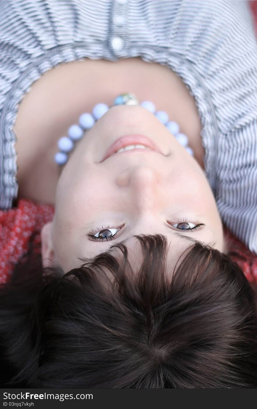 Attractive girl, lying on a grass