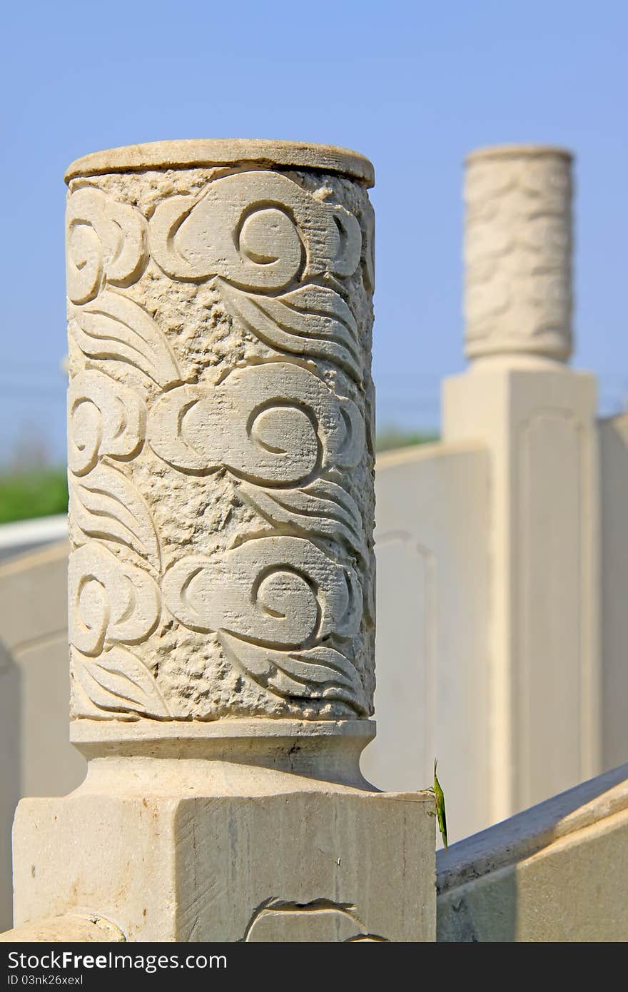 Closeup of stone bridge stigma top, in an attractions