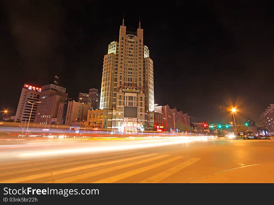 High rise building in the city at night