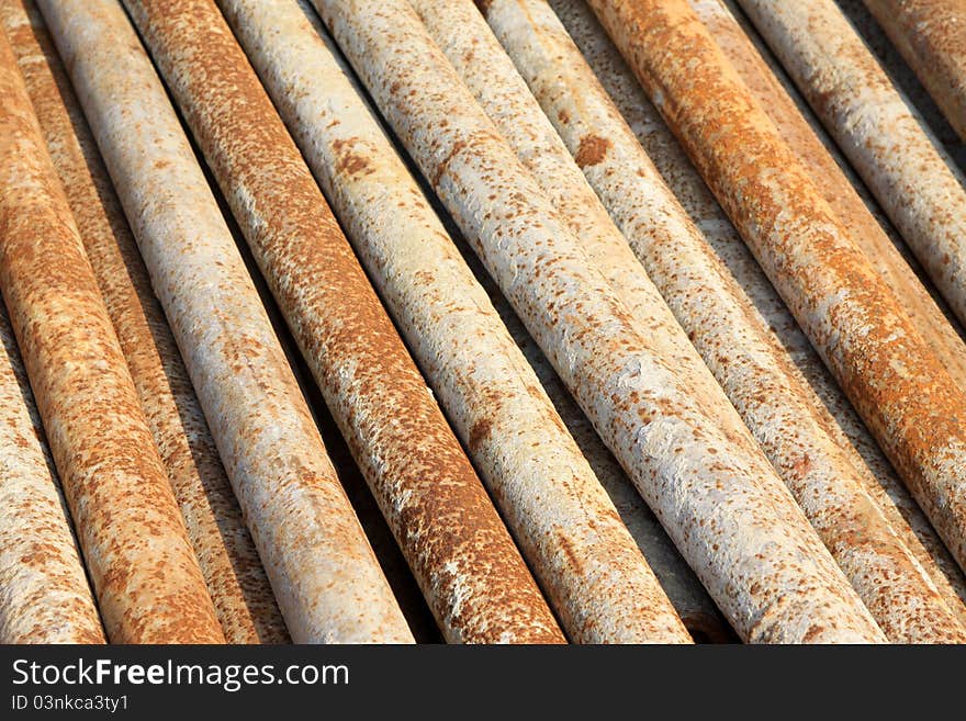 Closeup of rusty steel tube