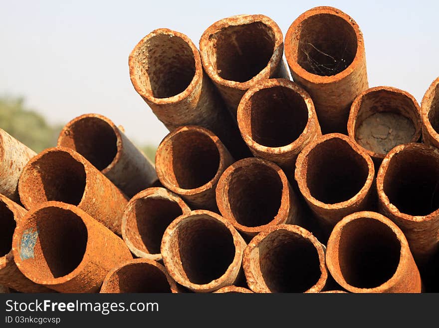 Closeup of rusty steel tube