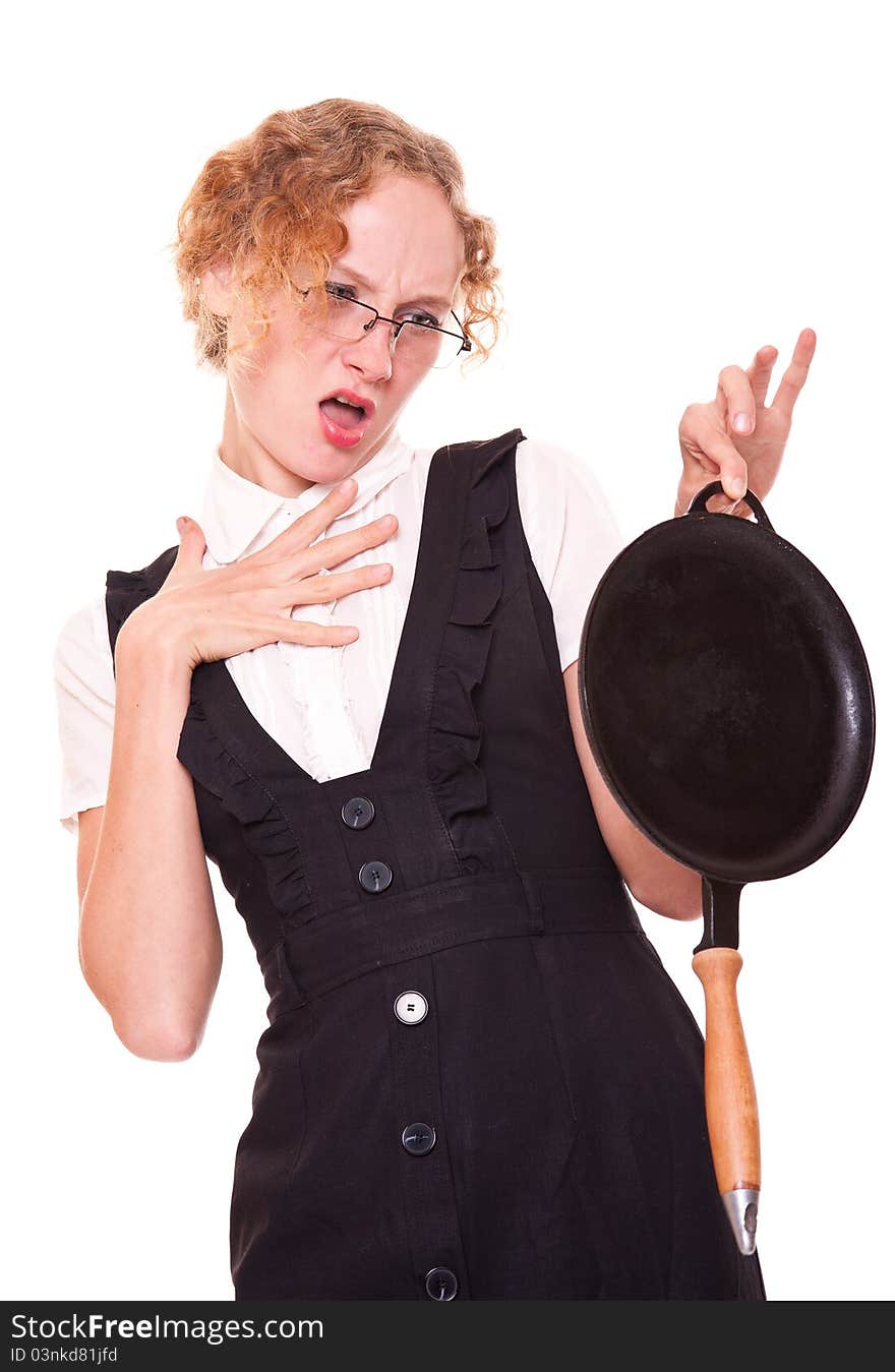 Woman holding pan