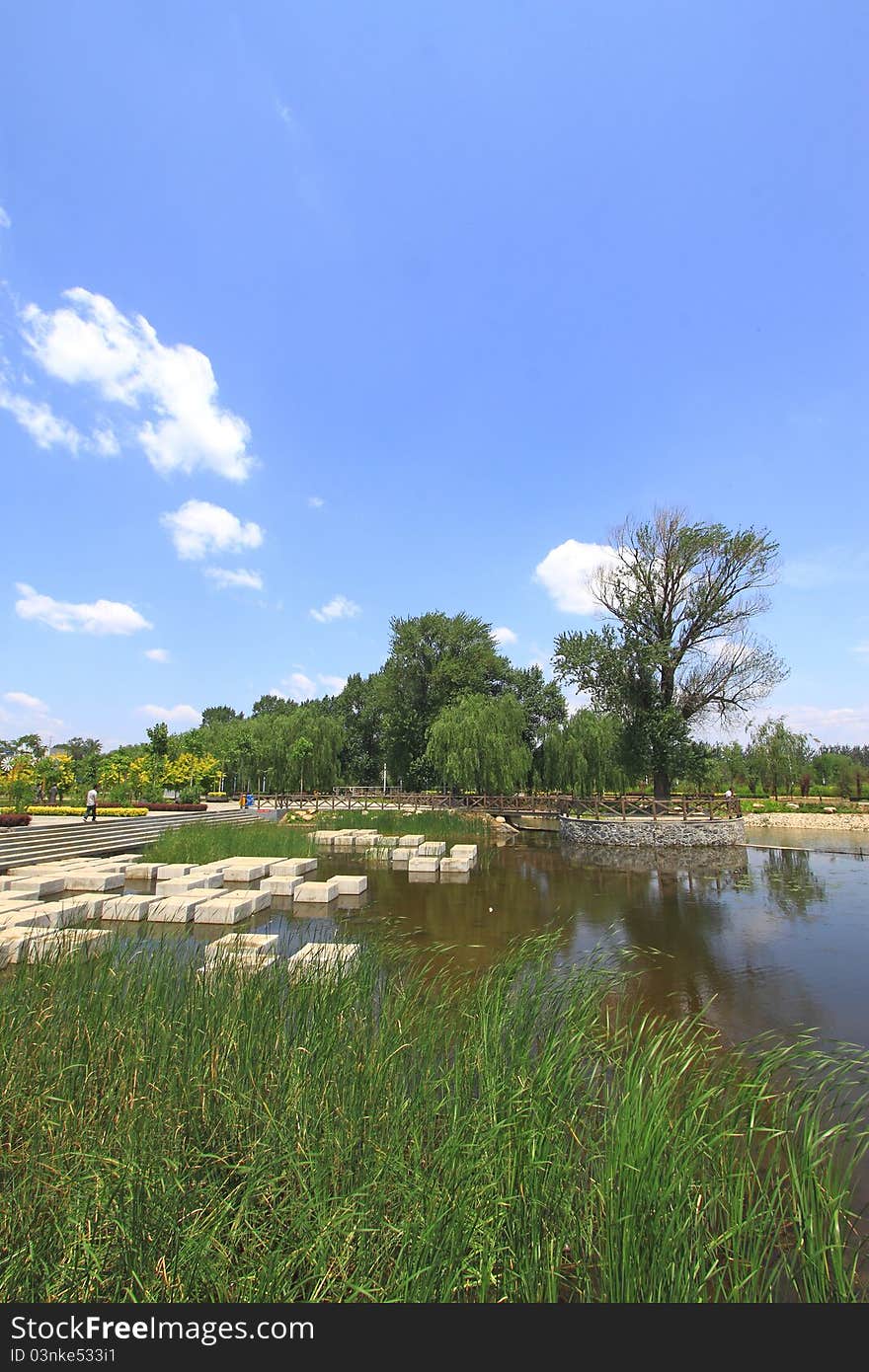 Blue sky and landscape architecture in north china