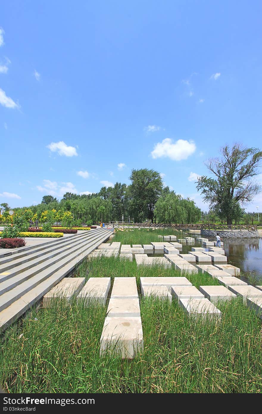 Blue sky and landscape architecture in north china