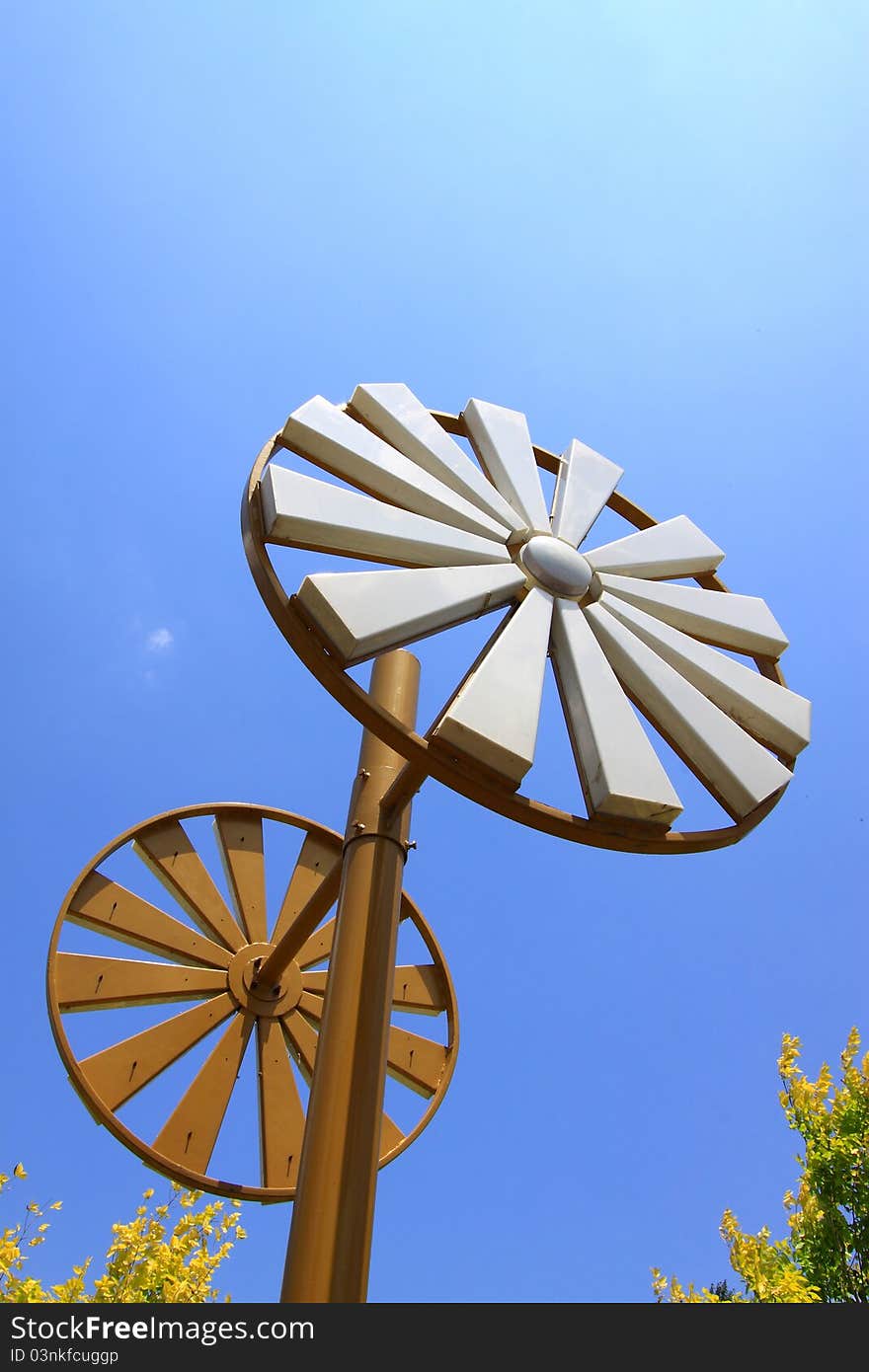 Lamps of the windmill modelling under the blue sky