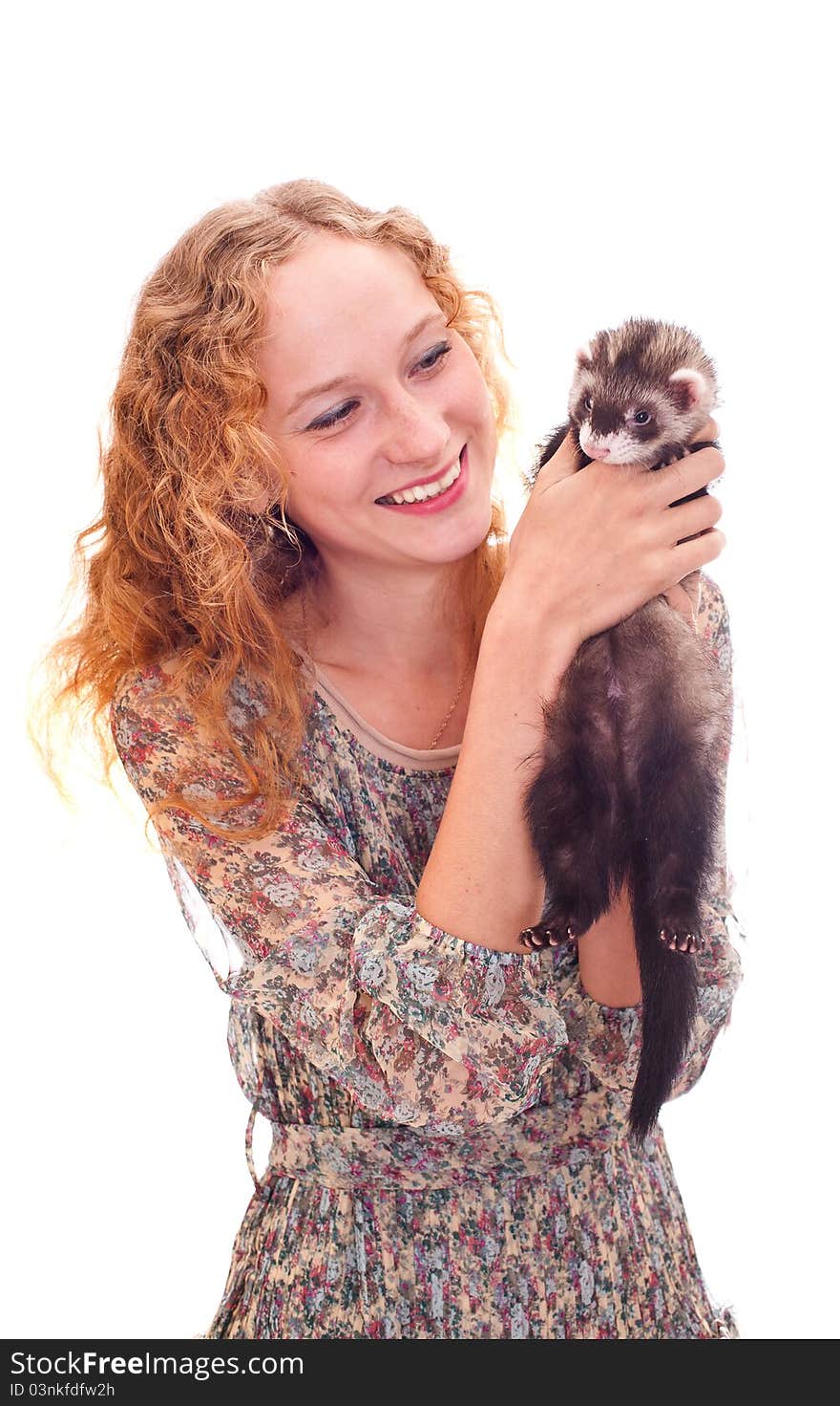 Beautiful girl with the ferret