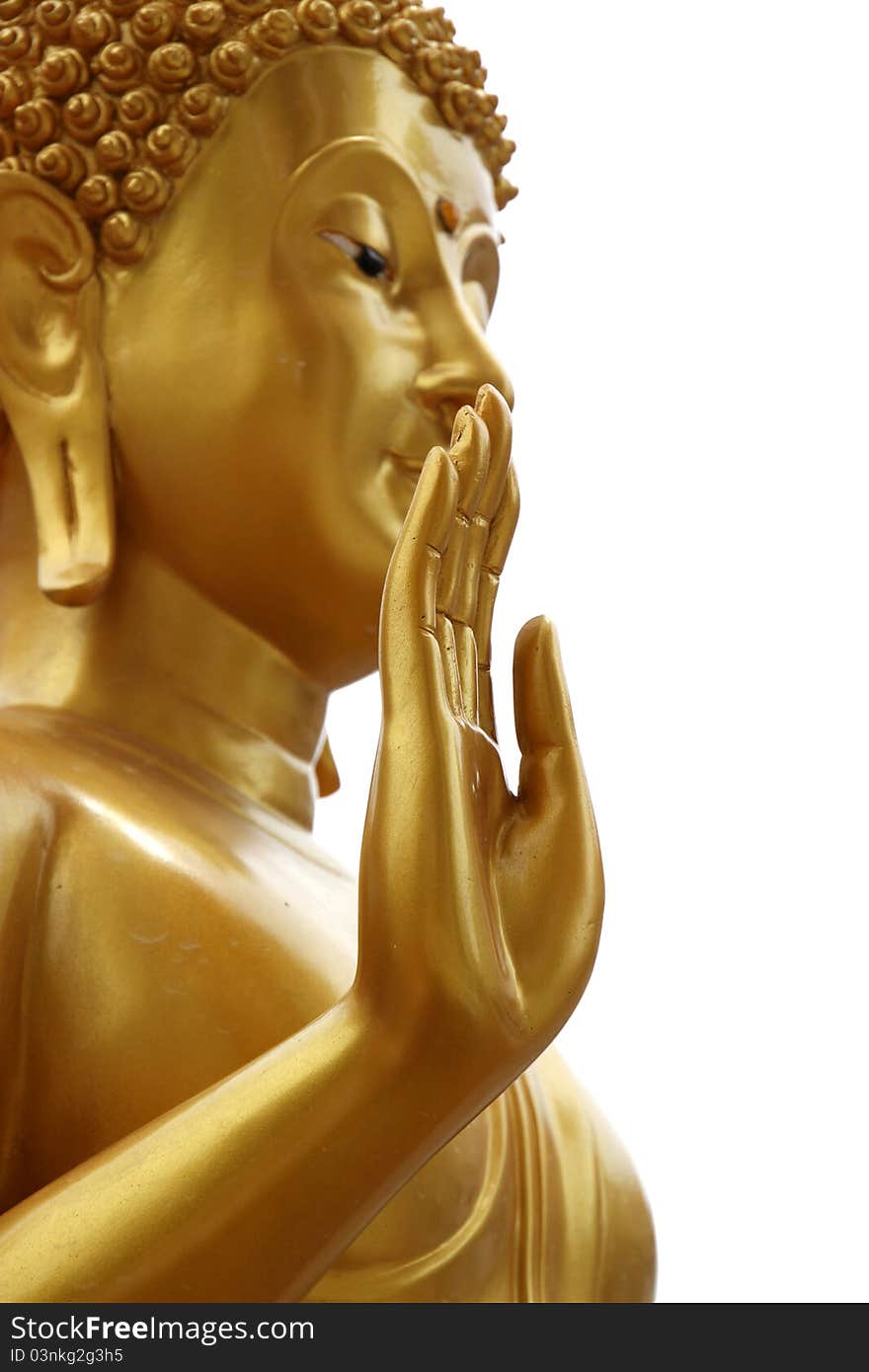 A picture of hand posture of Buddha image on white background