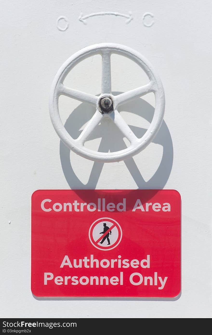 Controlled Area Sign On A Ship