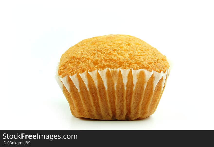 Cupcakes on white background, one