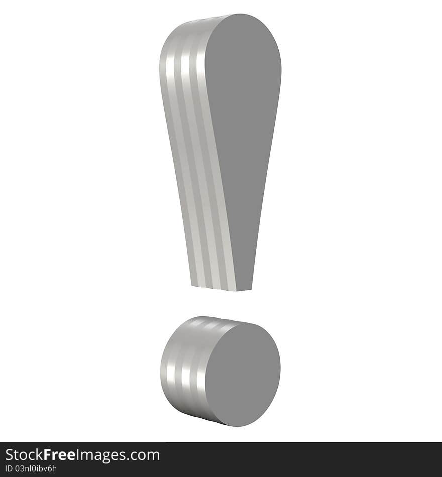 3d Exclamation mark in metallic color. 3d Exclamation mark in metallic color