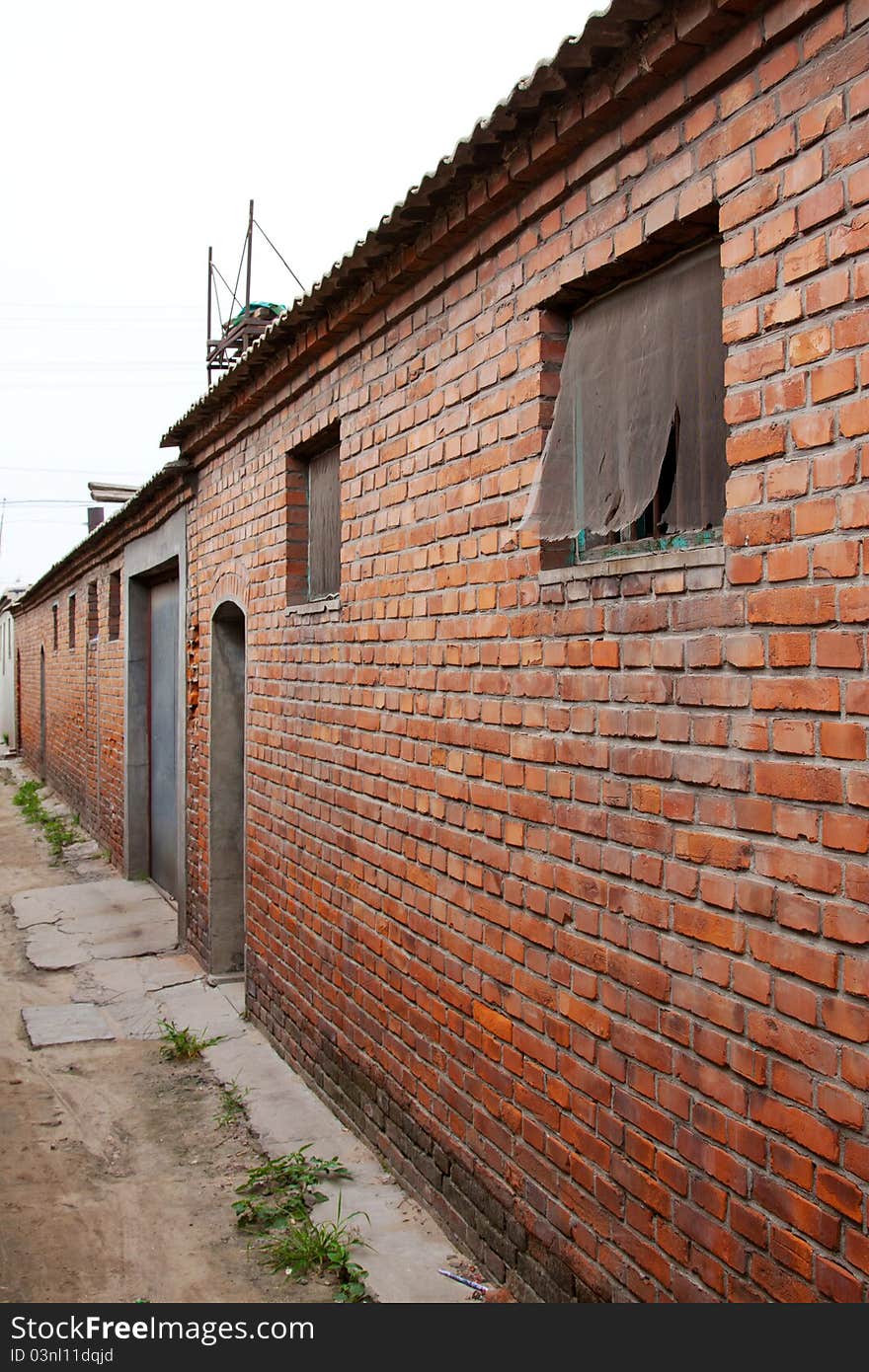 Red brick wall in china rural